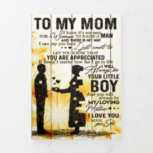 Son To My Mum Letter New Home Decor Gift Tri-Fold Announcement