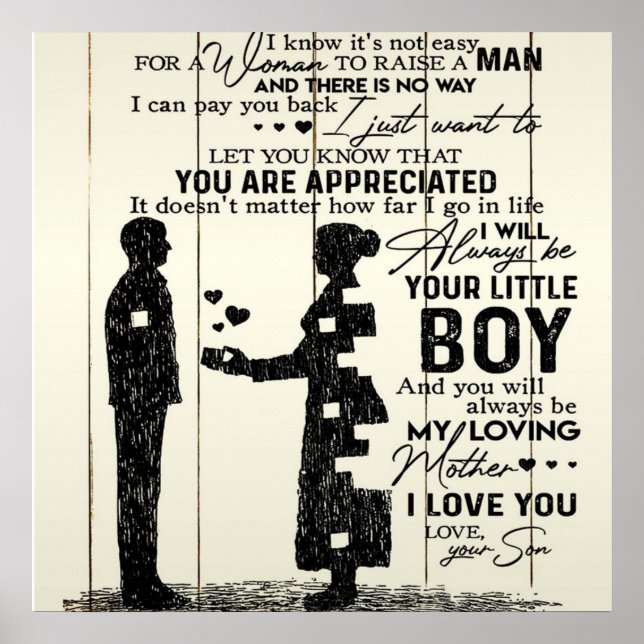 Son To my mum letter, Special gift to mum Poster (Front)