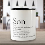 Son World's Best Ever Definition Modern Fun Two-Tone Coffee Mug<br><div class="desc">Personalise for your special son or hijo to create a unique gift. A perfect way to show him how amazing he is every day. Designed by Thisisnotme©</div>