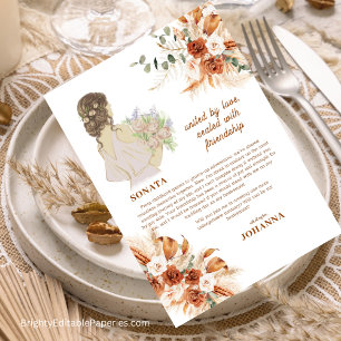 Sonata Bridesmaid Terracotta Chic Soft Boho Fall Invitation