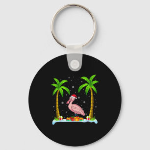Sonbill Santa Hat Palm Tree Beach Xmas Pajama Key Ring