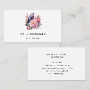 Song Bird Standing atop Pink Peonies Business Card