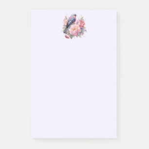 Song Bird Standing atop Pink Peonies Post-it Notes