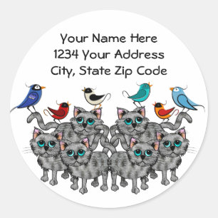 Song Birds & Cats Classic Round Sticker