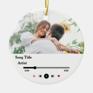 Song Lyrics Custom 2 Photos For The Couple Ceramic Tree Decoration