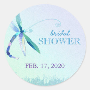Song of Blue Dragonfly Bridal Shower Classic Round Sticker