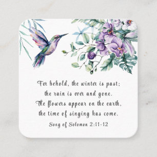 Song of Solomon 2:11-12 Hummingbird Flowers Square Business Card