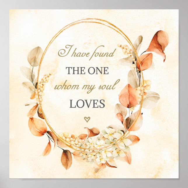 Song of Solomon 3:4 Elegant Autumn Floral Bible Poster (Front)