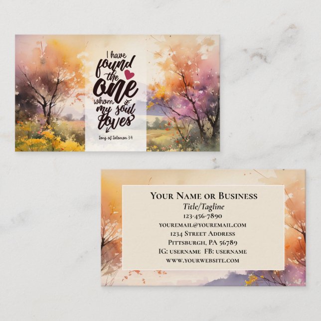 Song of Solomon 3:4 I have found the One Bible  Business Card (Front/Back)