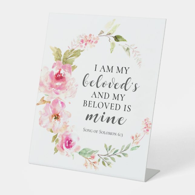 Song of Solomon 6:3 I am my beloved’s Wedding Pedestal Sign (Front)