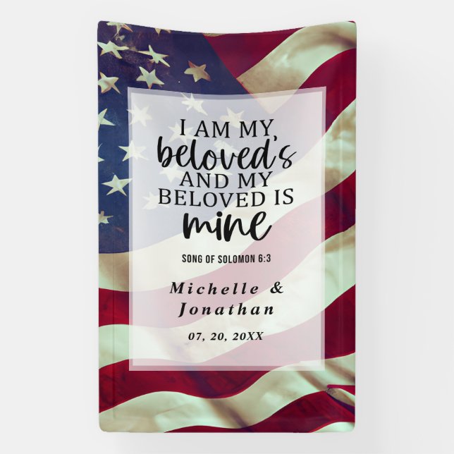 Song of Solomon Bible USA Flag Patriotic Wedding Banner (Vertical)