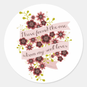Song of Solomon Love Quote Romantic Floral Classic Round Sticker