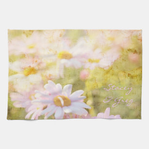 Song of Spring Lovely Pale Pink Daisies Asters Tea Towel