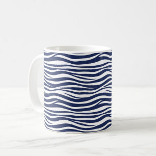 Song of the Sea Navy Blue Nautical Flowing Waves Coffee Mug