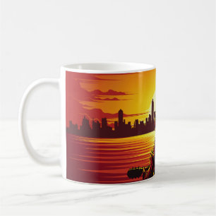 Song of the sunset illustration sunset,alone,boy,g coffee mug