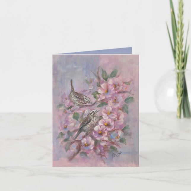 Song Sparrow- hand painted Card (Front)