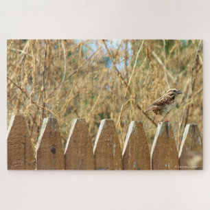 Song Sparrow on Fence Jigsaw Puzzle