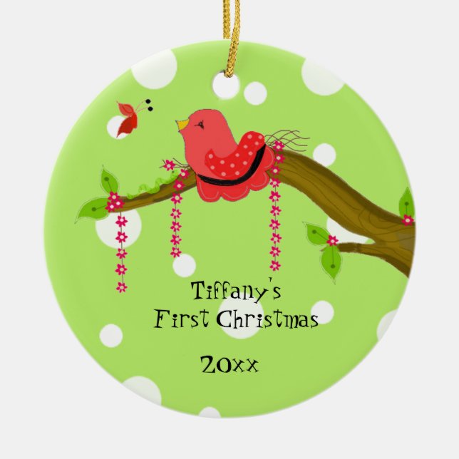 Songbird Baby's First Christmas Ceramic Tree Decoration (Front)