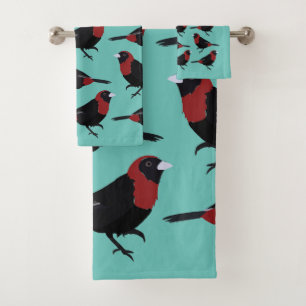 Songbird Crimson-Collared Tanager Songbird  Bath Towel Set