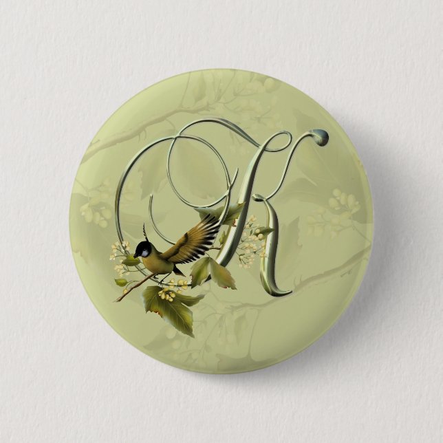 Songbird Initial K 6 Cm Round Badge (Front)