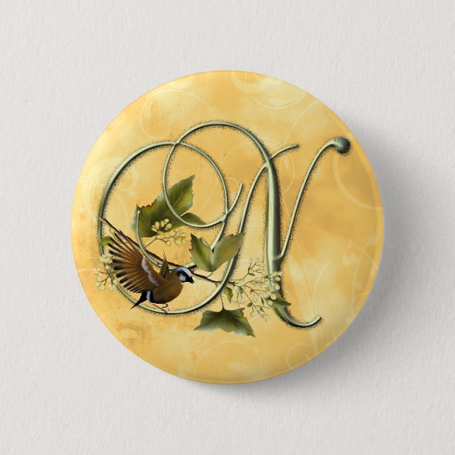 Songbird Initial N 6 Cm Round Badge (Front)