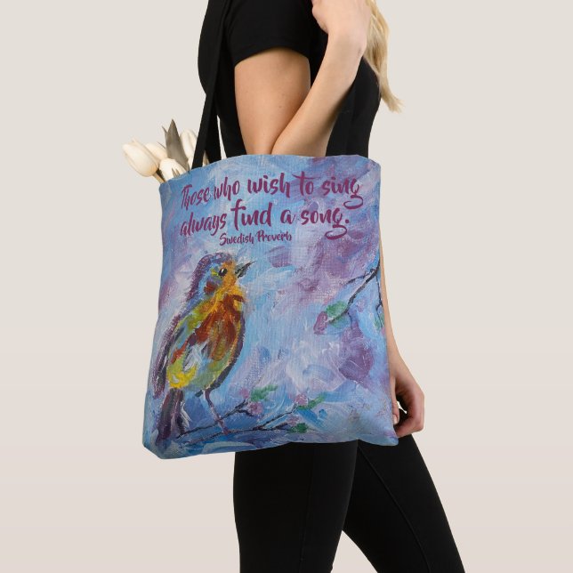 "Songbird of Hope" Tote (medium) Bag (Close Up)