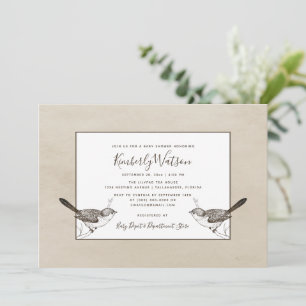 Songbird Pair Baby Shower   Beige Invitation