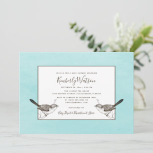 Songbird Pair Baby Shower   Teal Invitation