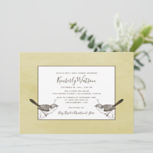 Songbird Pair Baby Shower Yellow Invitation