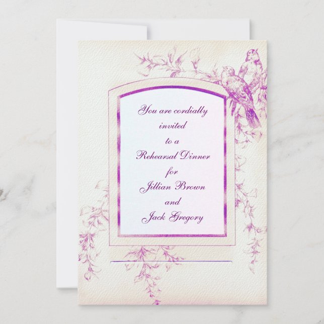 Songbird Shabby Chic Rehearsal Dinner Invitation (Front)