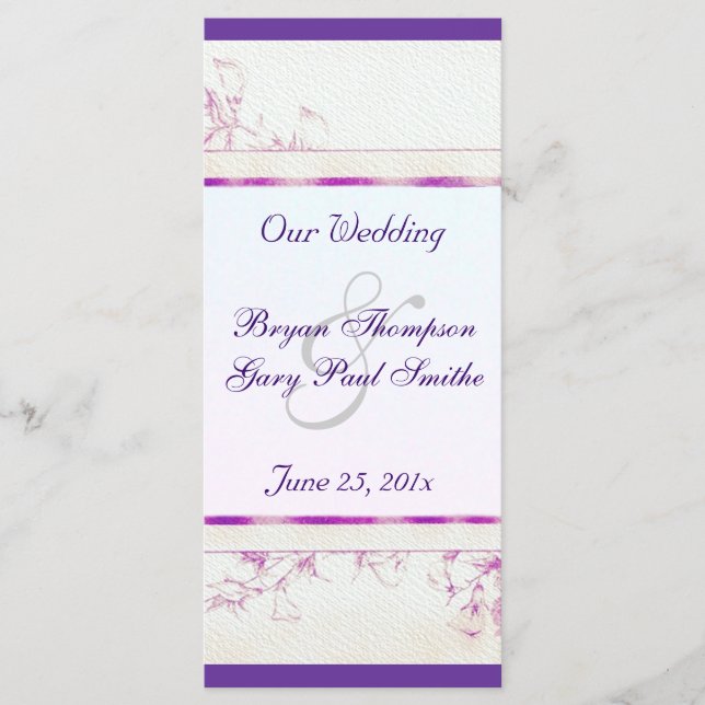 Songbird Shabby Chic WEDDING Program Programme (Front)