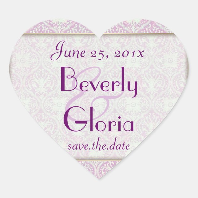 Songbird Shabby Chic WEDDING Save The Date Heart Sticker (Front)