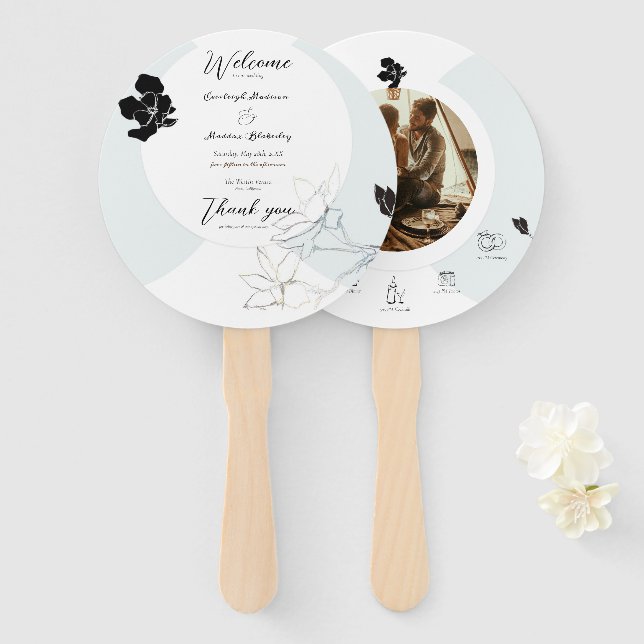 Songbirds Magnolias Wedding Program | Set of Fans (Front and Back)