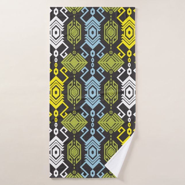 Songket Tenun Geometric Seamless Pattern with Crea Bath Towel (Bath Towel)