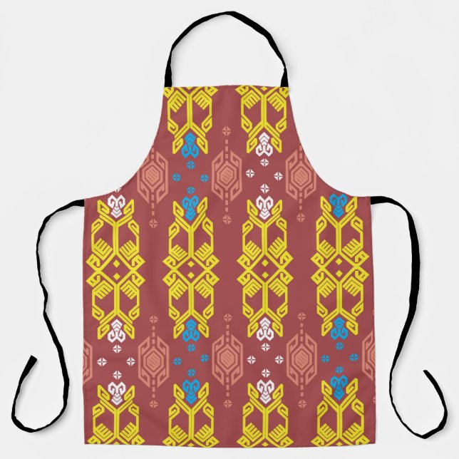 Songket Tenun Geometrik Seamless Pattern with Crea Apron (Front)