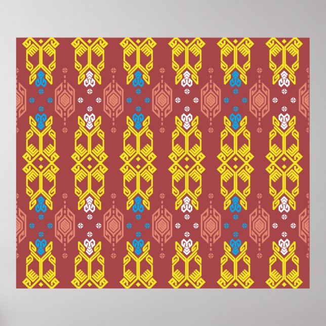 Songket Tenun Geometrik Seamless Pattern with Crea Poster (Front)