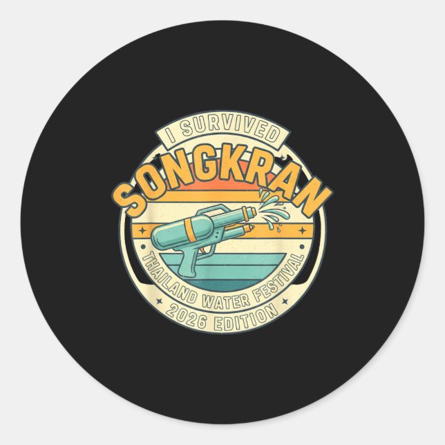Songkran 2026 Survivor Funny Thai New Year  Classic Round Sticker (Front)