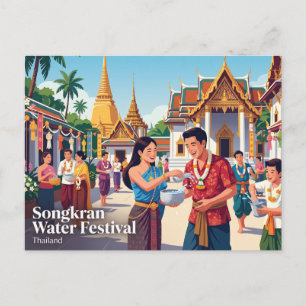 Songkran Water Festival Thailand Postcard