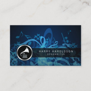 Songwriter Bold Gramophone Icon Business Card