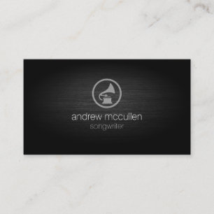 Songwriter Gramophone Icon Brushed Metal Musician Business Card