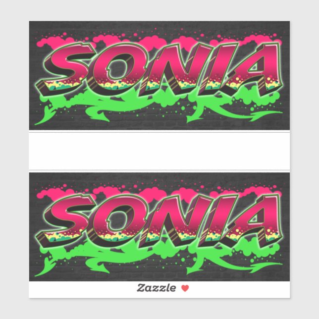 Sonia First Name Graffiti Sticker (Sheet)