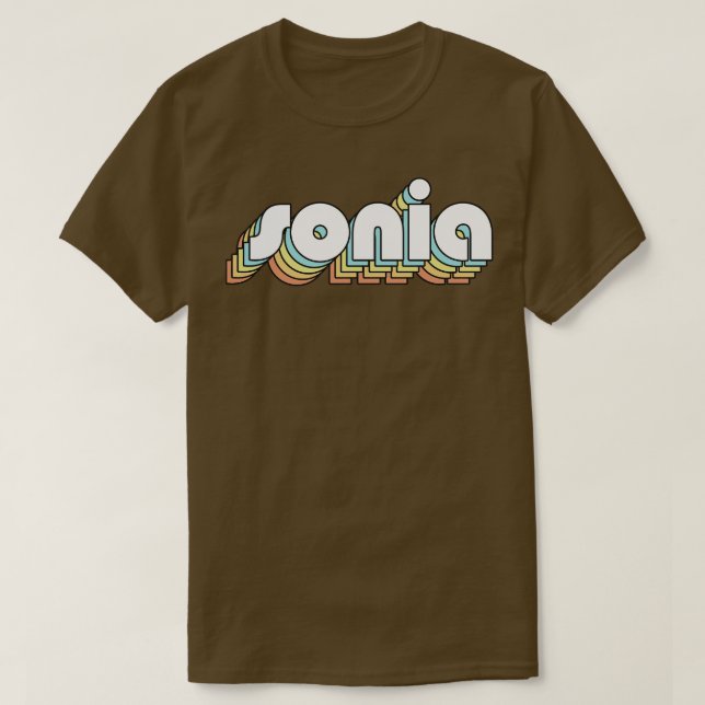 Sonia Retro Rainbow Typography Faded Style T-Shirt (Design Front)