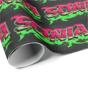Sonia Vorname Name Graffiti red green Wrapping Paper