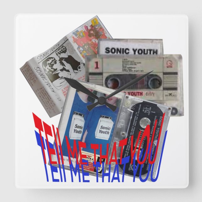 SONIC YOUTH CASSETTE TAPE cool art Square Wall Clock (Front)