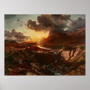 Sonnenuntergang am Hintersee in Berchtesgaden  Poster