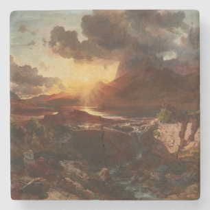 Sonnenuntergang am Hintersee in Berchtesgaden Stone Coaster