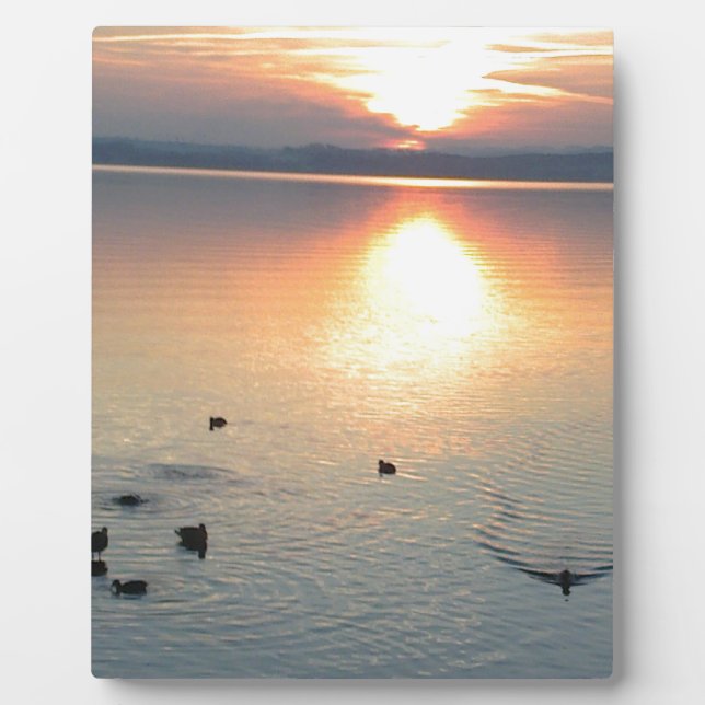 Sonnenuntergang am See mit Enten Plaque (Front)