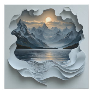 Sonnenuntergang in den Bergen Poster