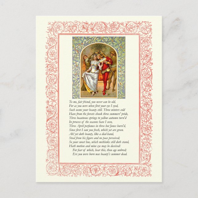 Sonnet # 104 by William Shakespeare Postcard (Front)