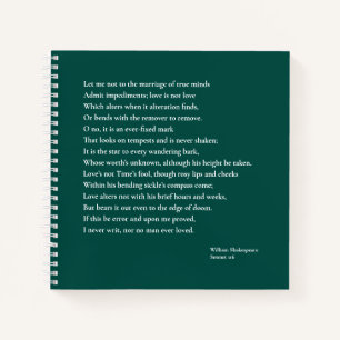 Sonnet 116Let me not to the marriage of true minds Notebook